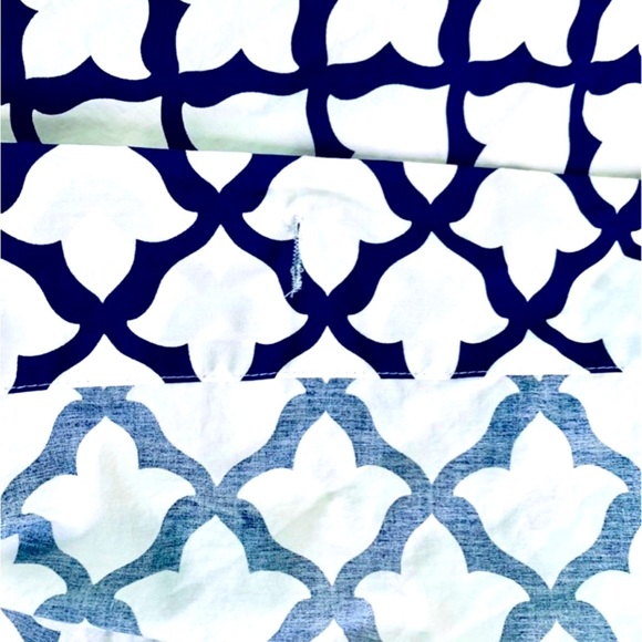 NEW Pottery Barn Navy Blue & Cream Trellis Shower Curtain 72x72 - Picture 5 of 6